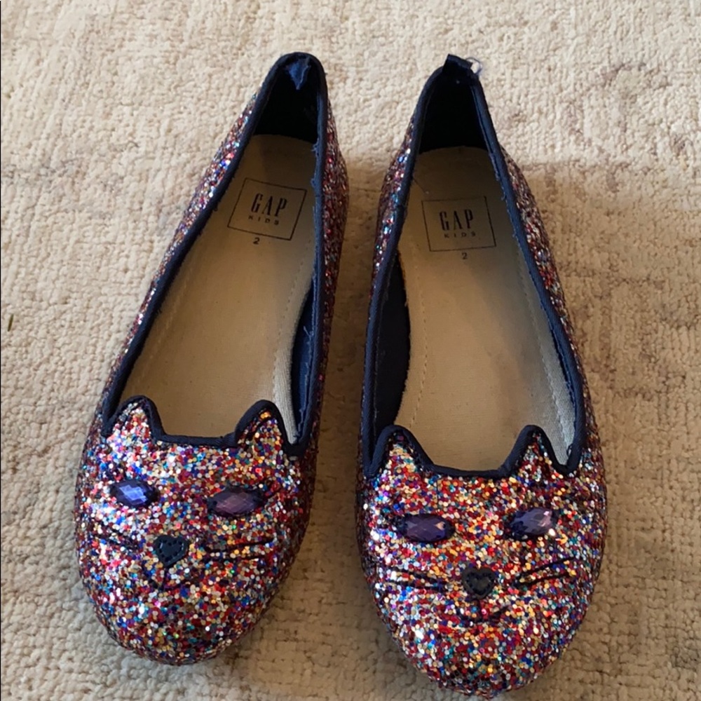 Gap girls glitter kitty sz 2 flats